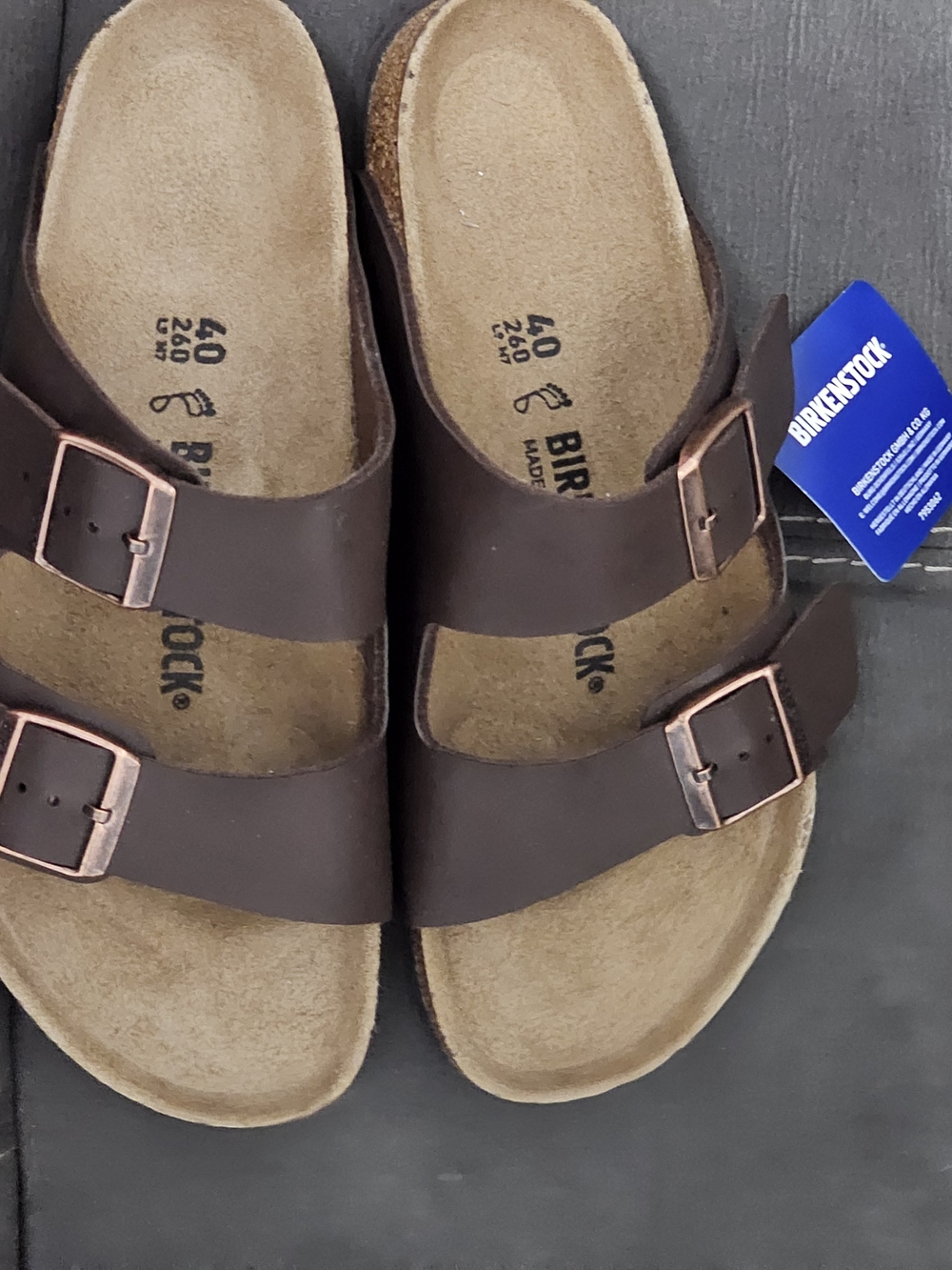 NWT Birkenstock Arizona Dark Brown Sandals EU 40 M 7-7.5 W 9-9.5 - Picture 6 of 9